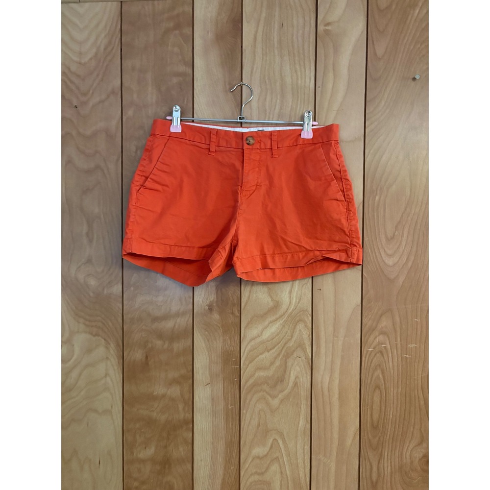 Old Navy Womens Orange Chino Shorts Size 2 Mid Rise Cotton Stretch Casual Summer